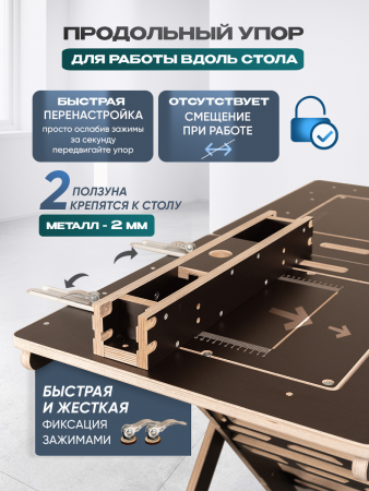 Верстак усиленный, максимально укомплектованный,  для циркулярной пилы и фрезера, "Титан 51"
