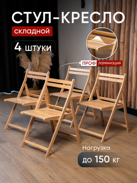 Комплект 4 стула, в прозрачной  ламинации. 