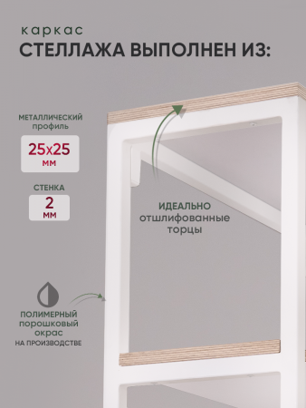 Стеллаж металлический, этажерка для ванной, белый