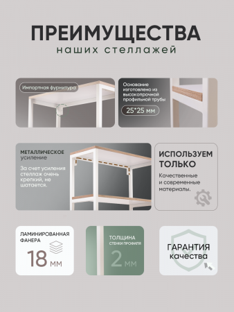 Стеллаж металлический, этажерка для ванной, белый